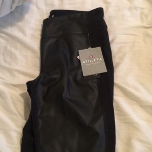 Black and pleather athletic leggings